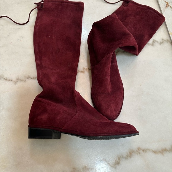 Stuart Weitzman Red Ankle Booties Suede - Picture 2 of 5